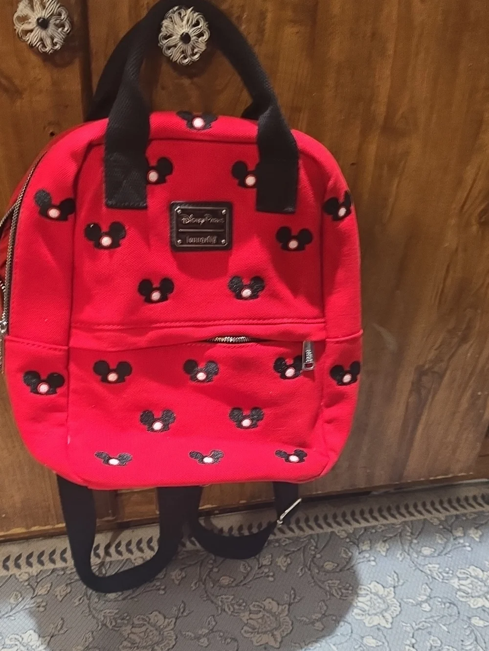 Loungefly Red Minnie Head Kids Backpack with Black Accents